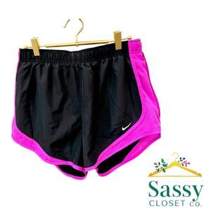 Nike Dri‑Fit Black Pink Trim Running Shorts Women’s Medium